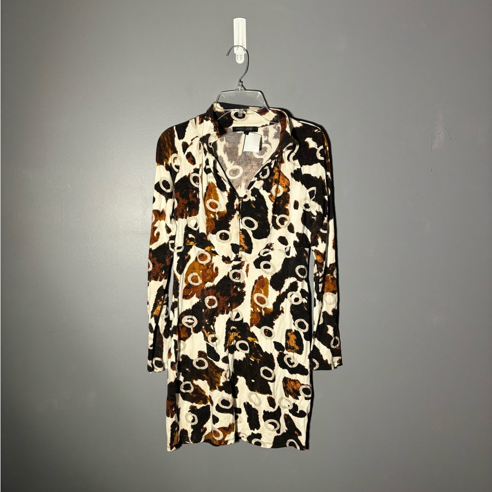 Vintage 90s Roberto Cavalli Patterned Mini Dress Womens Size Medium